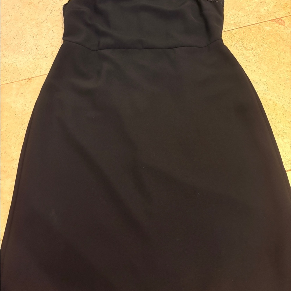 Ann Taylor Elegant Black Dress With Scalloped Trim